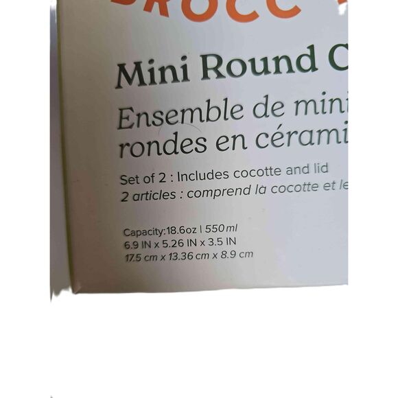 Mini Round Casserole Ceramic Set Includes Lid Brocc Your Body - Picture 6 of 12